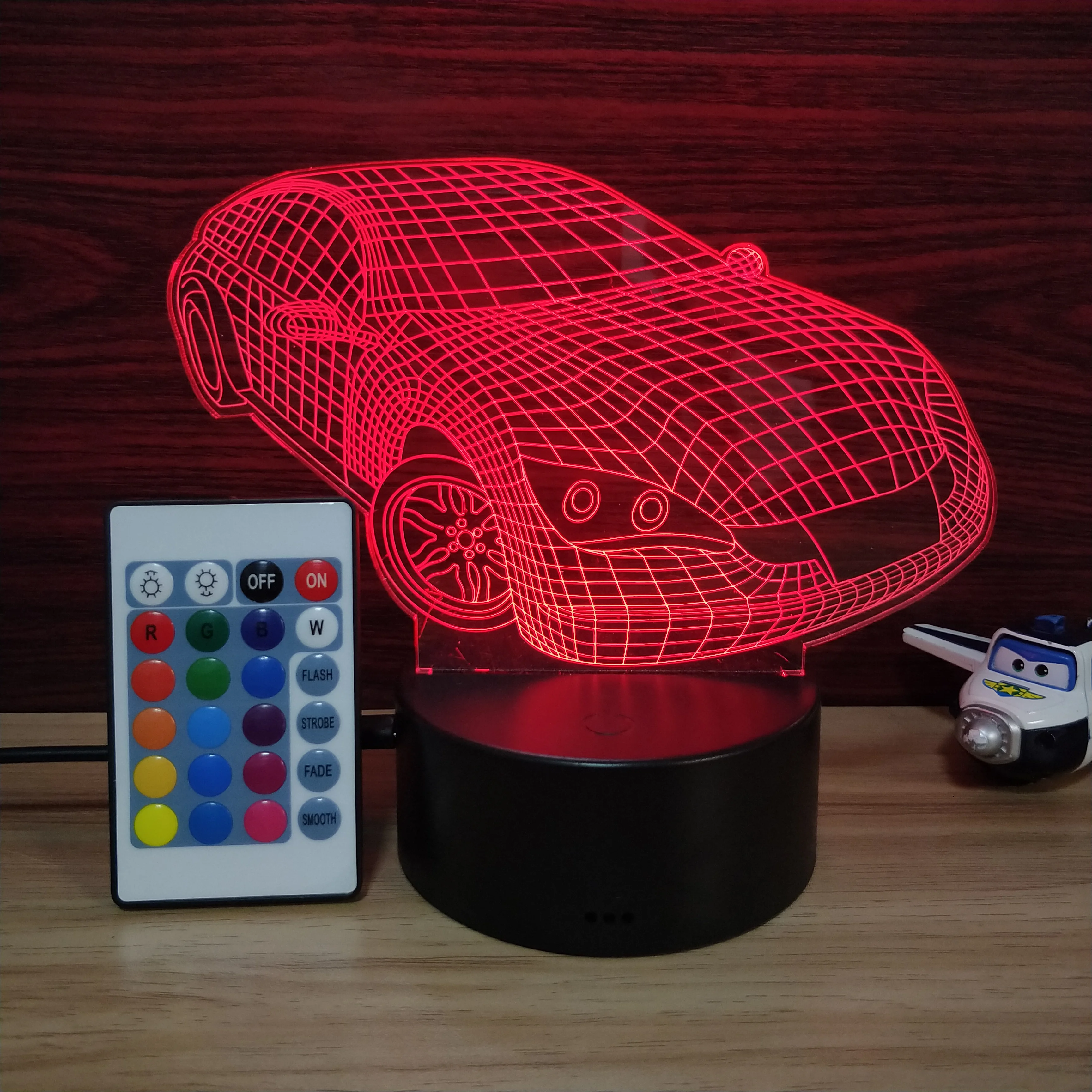 

7 Colors Changing 3D Night Lights Sports Car Desk Lamp Atmosphere Lights LED Table Lamp Birthday Present Kid Novelty Gift