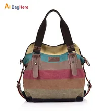 Модная Водонепроницаемая Холщовая Сумка женская классическая Лоскутная Повседневная женская сумка через плечо полосатая Радужная сумочка Сумочка