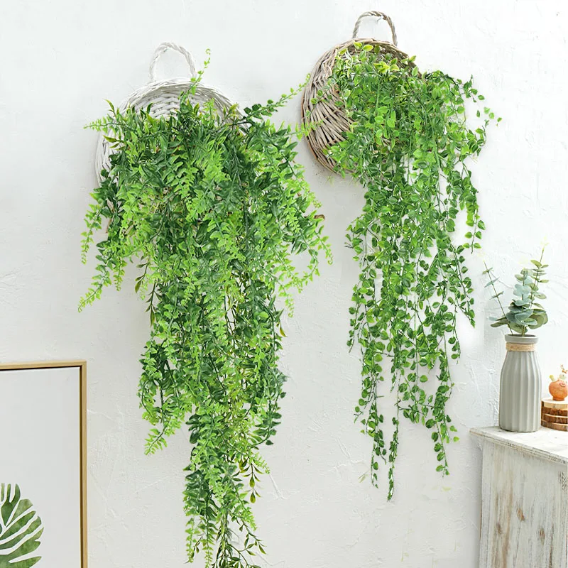 85cmArtificialGreenHangingLeafIvyGarlandPlasticFakePlantVine