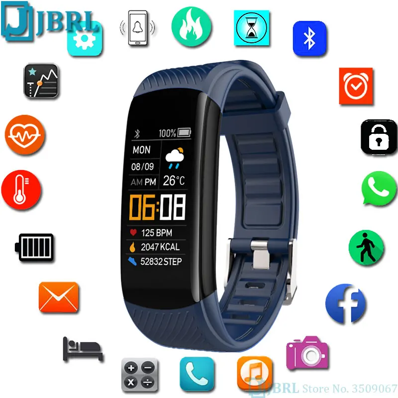 Reloj inteligente deportivo para hombre y mujer, pulsera electrónica con rastreador de Fitness, Bluetooth, para Android e IOS, a la moda