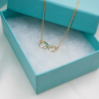 

S925 Sterling Silver Figure 8 Pendant Double Necklace European and American Female Charm Fashion Holiday Gift Free Shipping