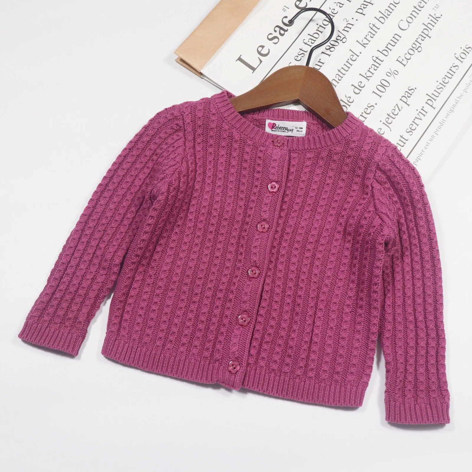 

Autumn And Winter New Style 2019 Infants Child Knitted Cotton Shawl Coat Europe And America Sweater Girls Linen Flower Color Car
