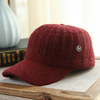 

Wool Knit Cap New Unisex Baseball Cap Ladies Personality Hat Autumn And Winter Warm Hat Elastic Men Hat
