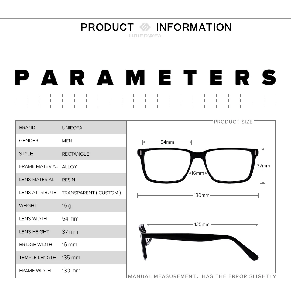 UNIEOWFA, оптические очки для близорукости, оправа для мужчин, прозрачные очки по рецепту, оправа для очков, высокое качество, сплав, очки для мужчин, оправа для очков
