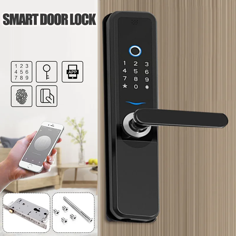 

5 in 1 Fingerprint Lock Intelligent Smart APP Digital Code RFID Card Key Fingerprint for Home Security Electronic Door Lock
