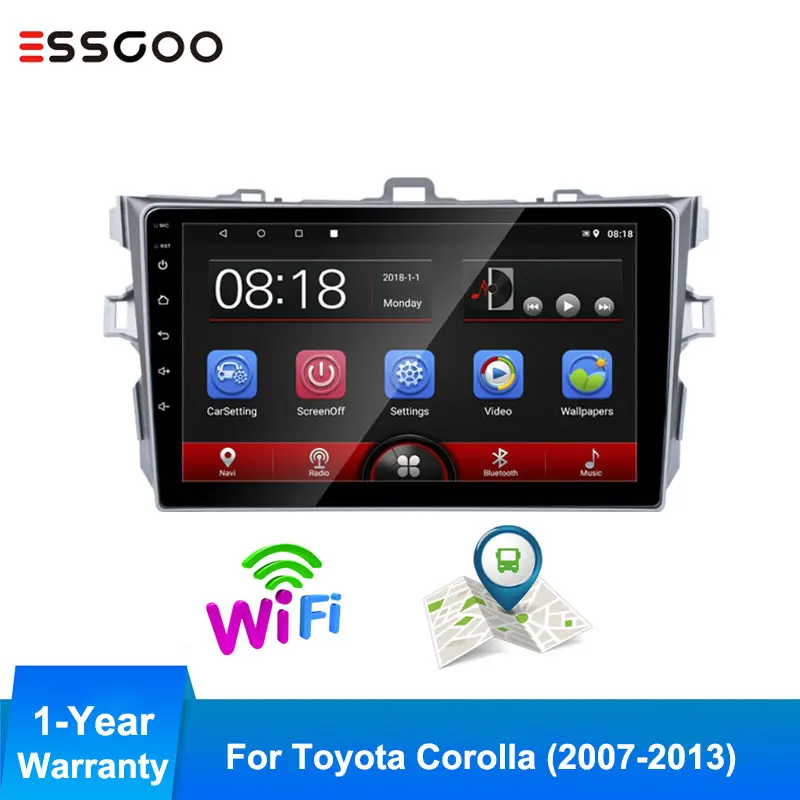 

Essgoo 9'' 2din Android Car Radio Autoradio Support GPS Navigation Bluetooth Wifi Rear View Camera for Toyota Corolla 2007-2013