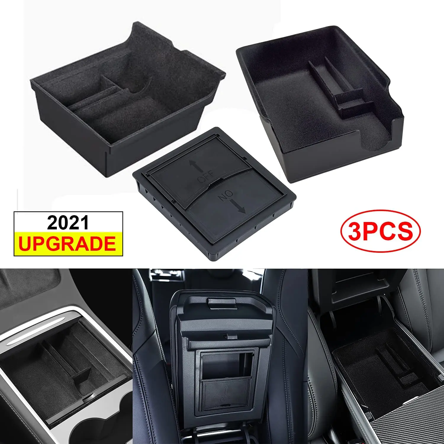 For Tesla Model 3 2021 Model Y Center Console Organizer Tray 1-3PCS Interior Accessories For Tesla 2022 Model 3 Y Storage Box