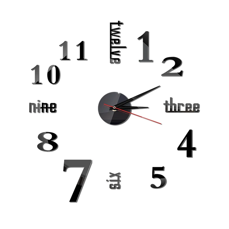 Wall-Clock Sticker Decor On-The-Wall-Numbers Aesthetic Modern-Design Home 14inch DIY