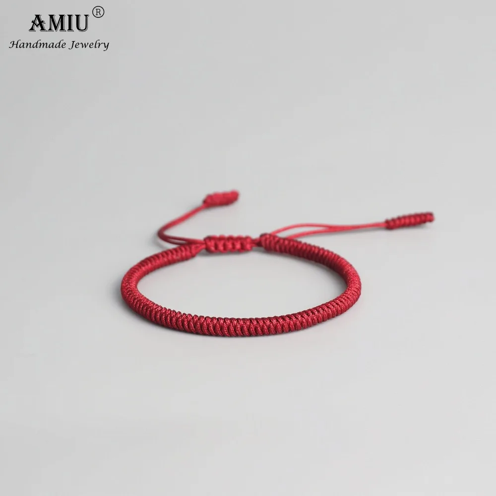 Плетеные тибетские браслеты на удачу розового цвета для мужчин и женщин|Гибкие