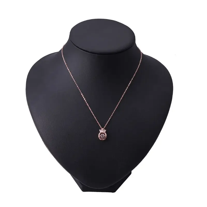 

Copper Inlaid Zircon Necklace Imitation Crystal Crown Pendant Lady Necklaces T4MD