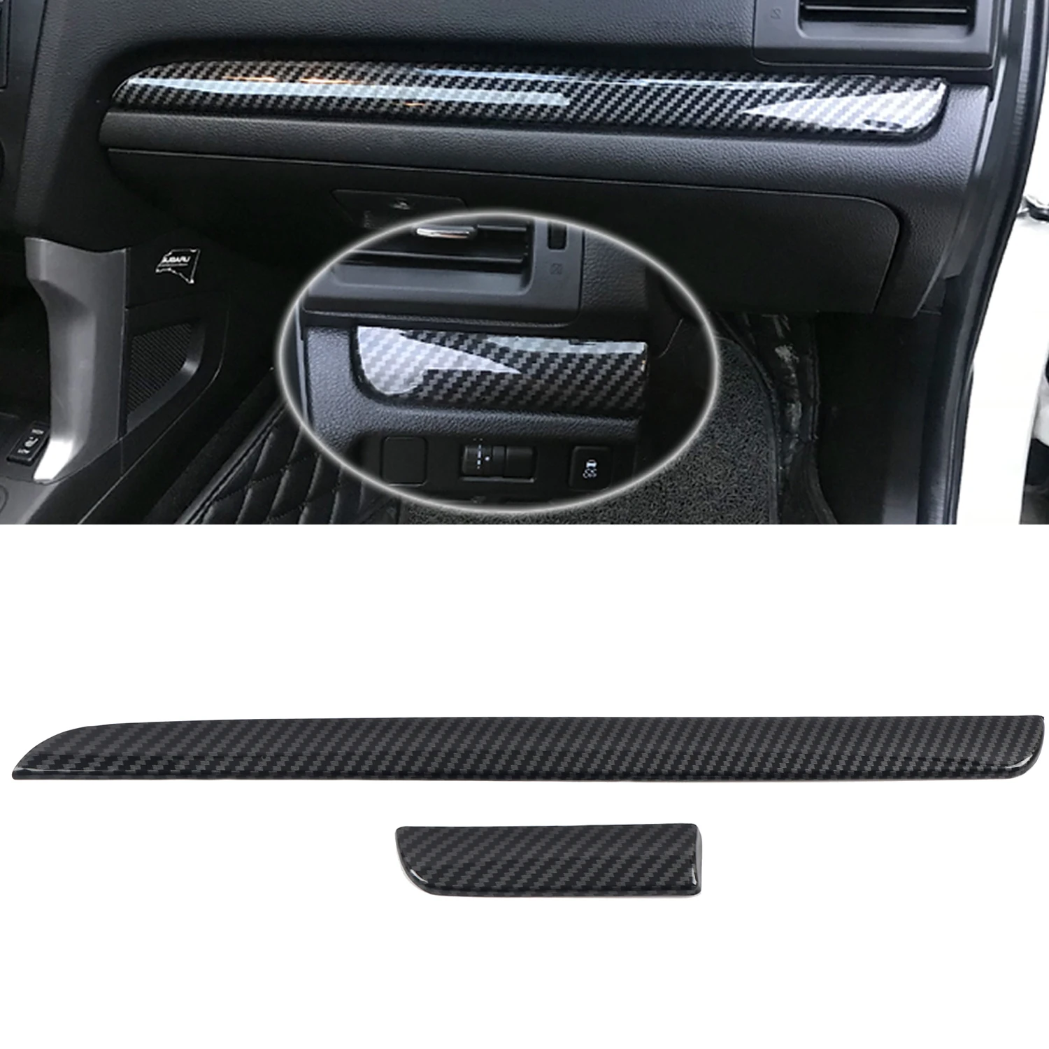 

for Subaru WRX / WRX STI 2015-2020 Accessories Carbon Fiber Printed Interior Dashboard Center Console Decoration Cover Trim 2pcs