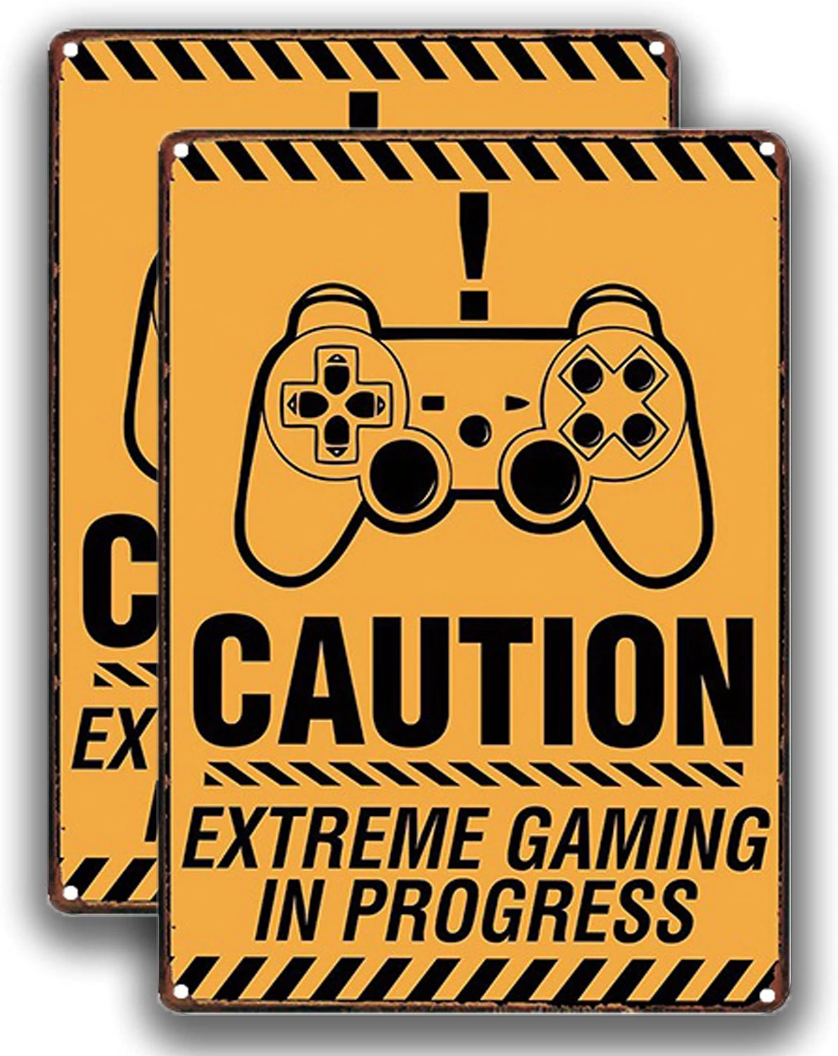 EXTREME GAMING INSIDEMetal Wall Sign Plaque Bedroom Gamer WTFCAUTION 