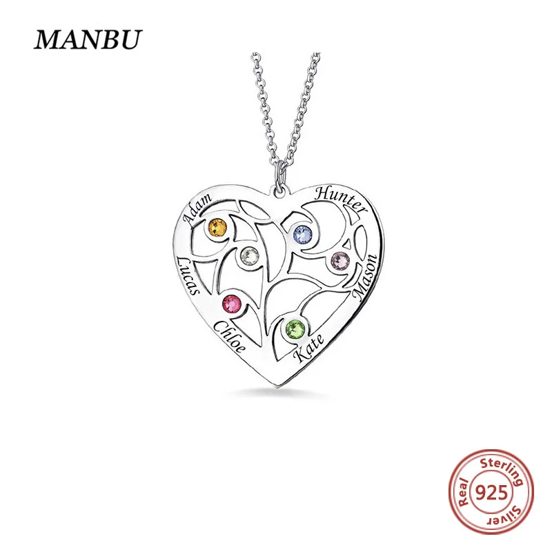 

Personalized custom necklace heart nameplate with stone 925 silver chain pendant necklace for women fashion jewelry gifts 2019