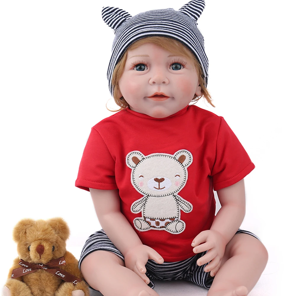 

55CM Soft silicone Reborn Baby Dolls Handmade NPK DOLL bebe reborn Cloth Body Lifelike Alive Babies Doll Toys For Kids gift