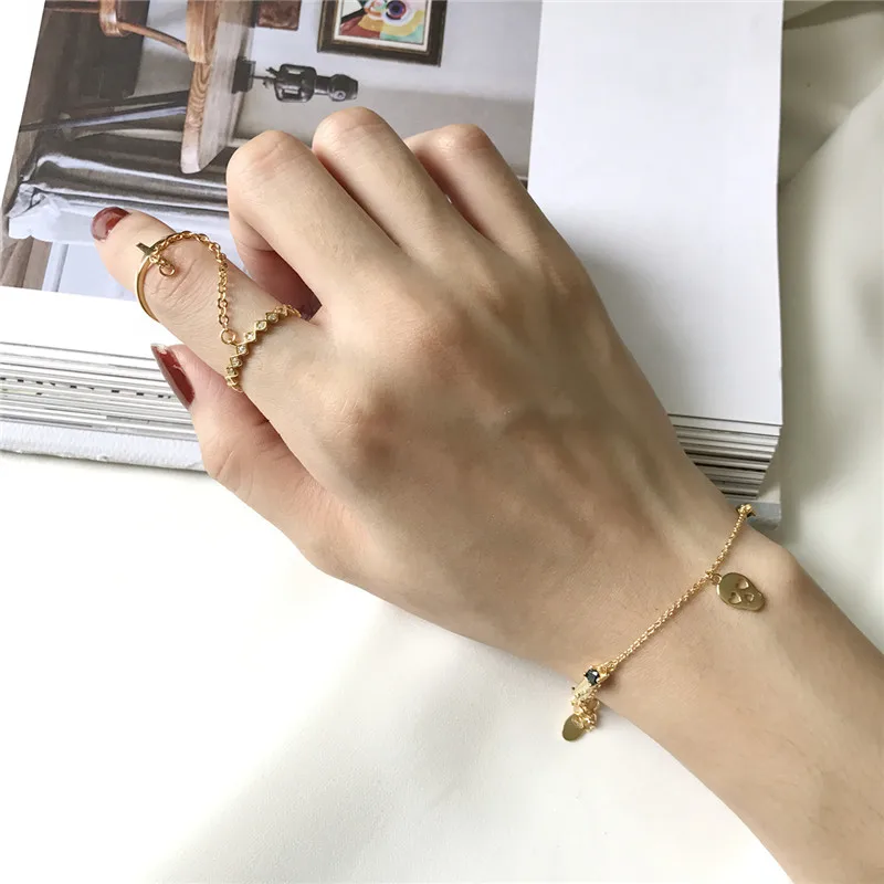 RUIYI 925 стерлингового серебра 18K Золото Мини браслет для женщин и девочек тонкий