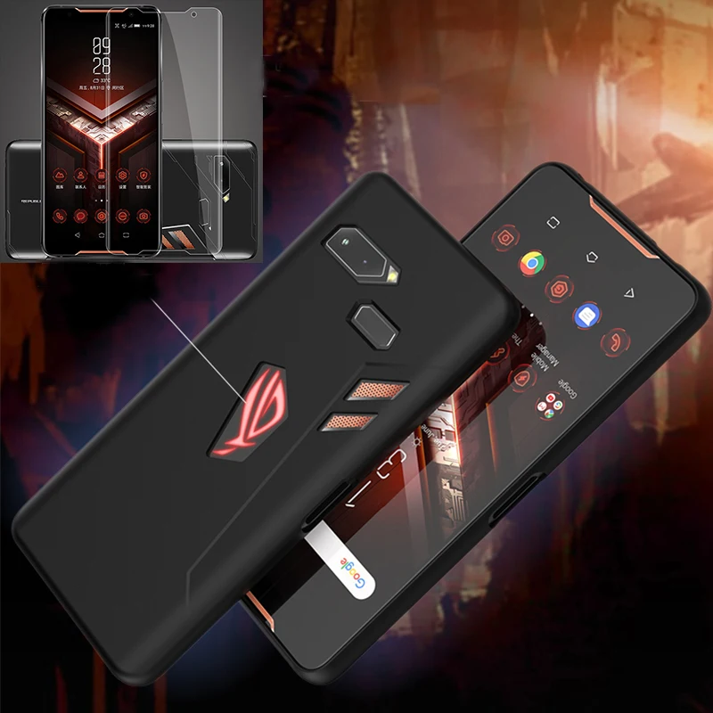 1 шт. стеклянная пленка + Мягкий силиконовый чехол накладка для Asus ROG Phone 2 бампер