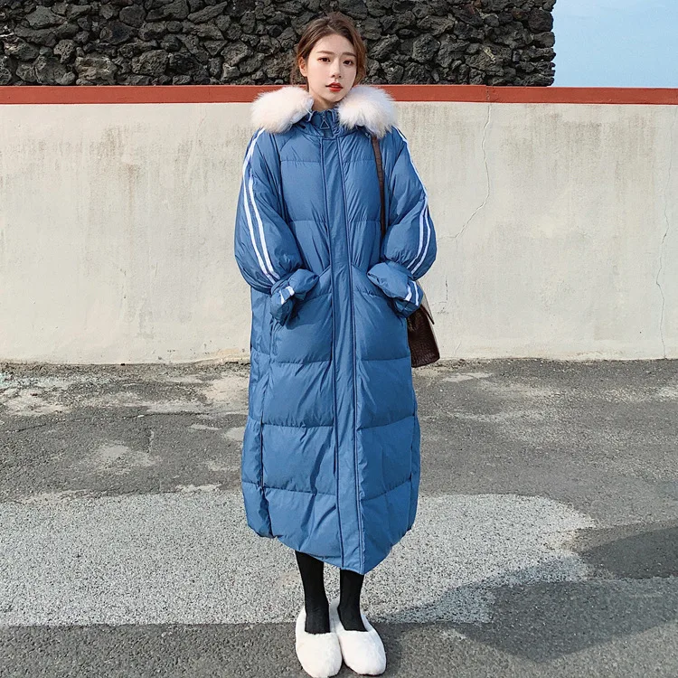 

Cotton Coat Women's 2020 Winter New Style Korean-style Loose-Fit Mid-length Students over-the-Knee Large Fur Collar Webbing down