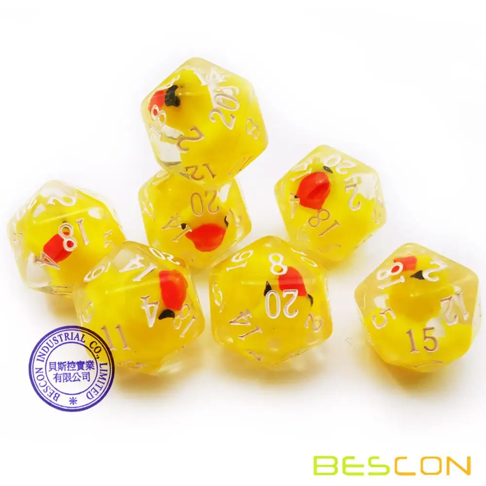 Bescon Novelty Polyhedral Dice Set YellowDuck, Yellow Duck RPG Dice set of 7 6