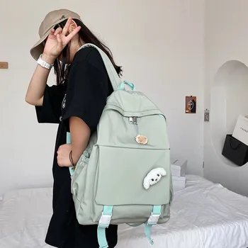 

Women's Backpack Simple Nylon Backpack for Teens Girls Fashion Korean School Bag Female Large Capacity Laptop Shoulder Bags