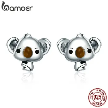 Genuine 100% 925 Sterling Silver Animal Cute Koala Bear Stud Earrings