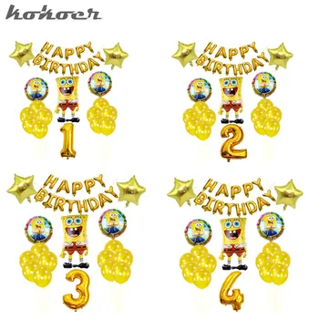 

29pcs/lot Cartoon SpongeBob Balloons Children's birthday party balloon decorations 30'' Number aluminum balloon toys
