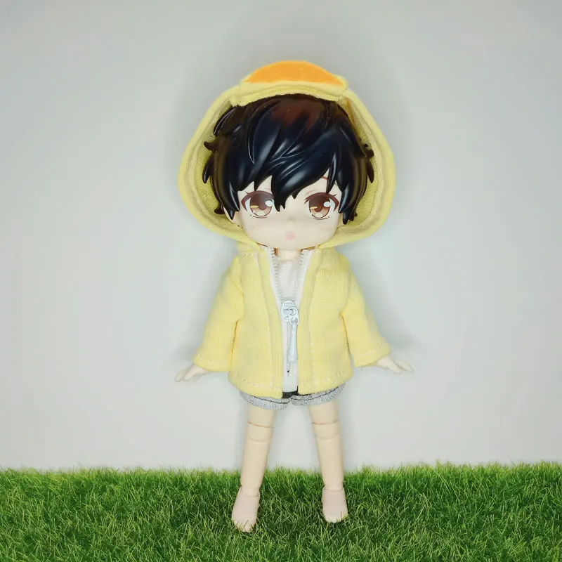 Молли ob11 свинья 1/12 bjd пальто куклы желтый с изображением утки лягушки на молнии