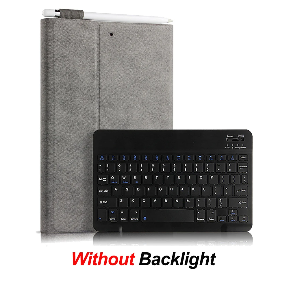 Without Backlight Чехол для планшета из искусственной кожи для iPad 7-го поколения A2197 A2200 A2198 10,2 чехол для клавиатуры с подсветкой для iPad 10,2 дюймов iPad 7th - Цвет: Without Backlight