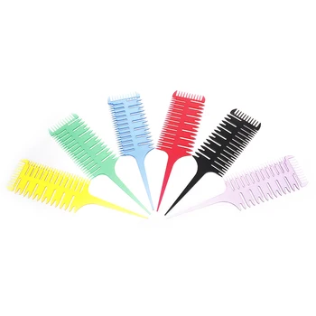 

1pc 3-Way Sectioning Hair Dye Comb 6Colors Professional Salon Hair Dyeing Comb Weaving Styling Tool Highlight Comb