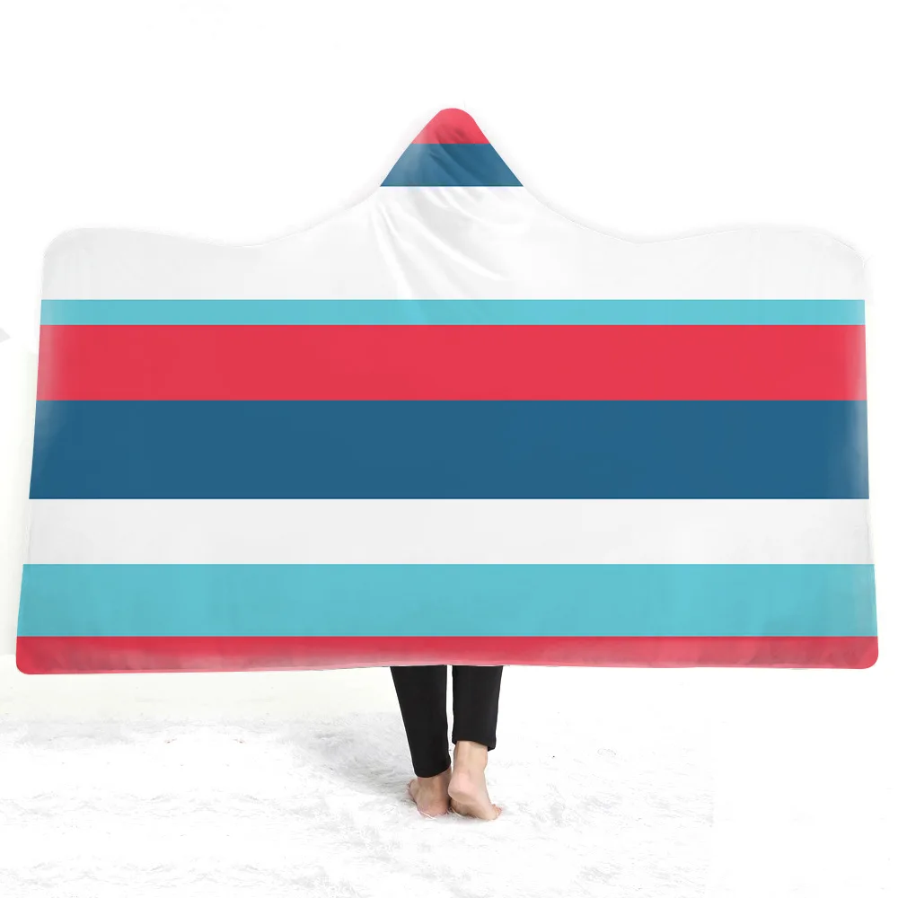 

Cross Border Winter Europe And America Hat Blanket Thick Double Layer Cloak Plush 3D Digital Printing Wholesale Processing