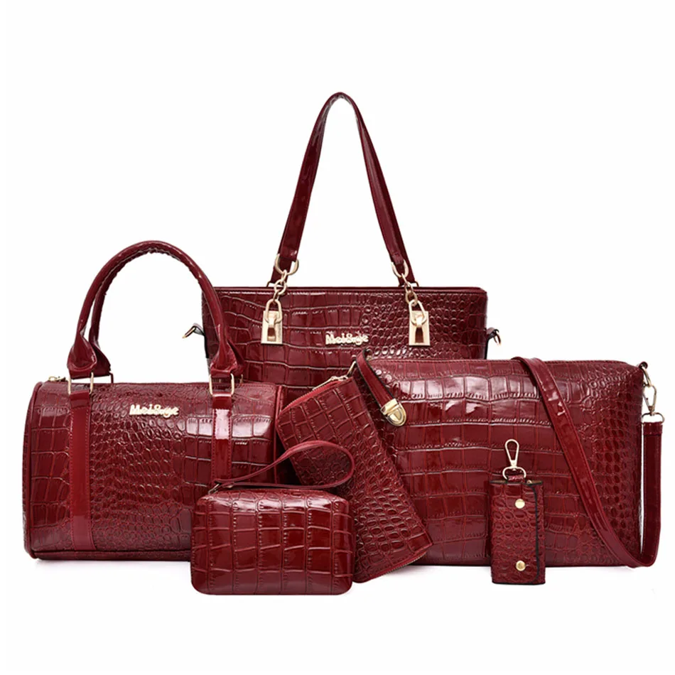 6 pieces/set Fashion Composit Bag Large Capacity Handbag Shoulder Bag Wallet GM 