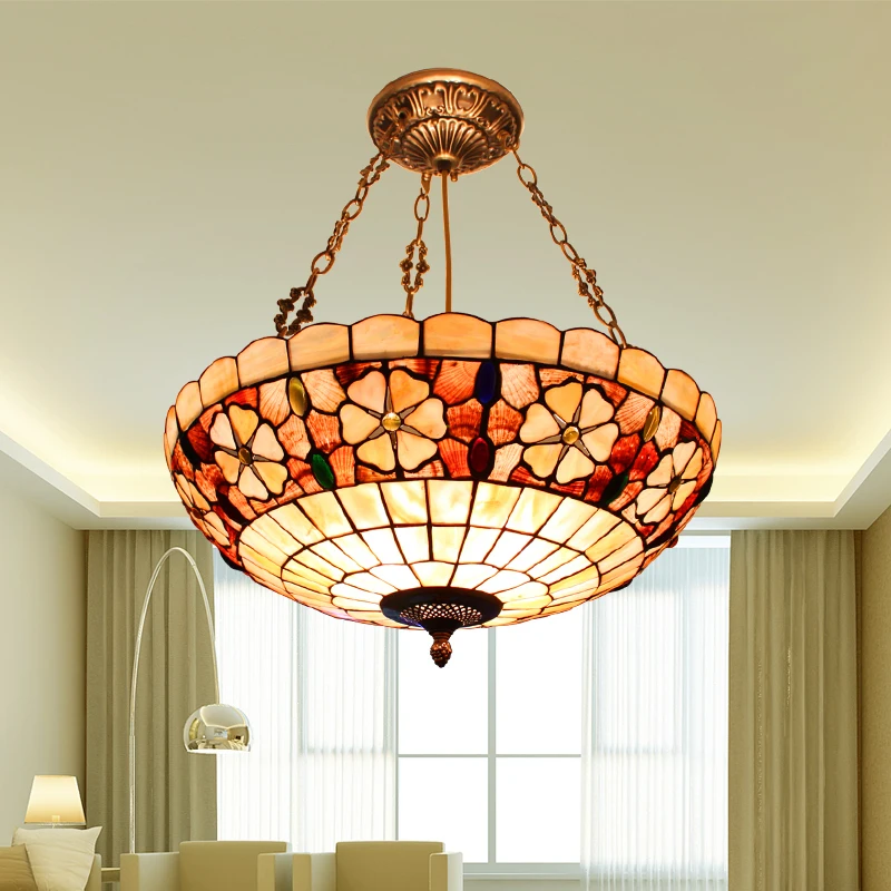 

European Pastoral Mediterranean Sea Shell Pendant Light Living Room Counter Dining Room Hang Lamp lustre pendente