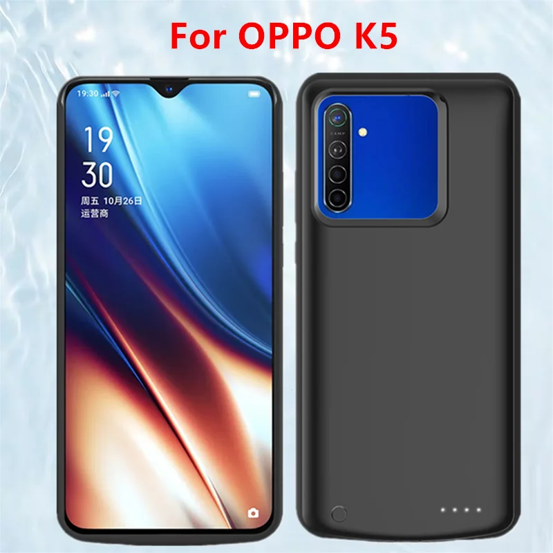 Чехол для аккумулятора s для OPPO K5, внешний аккумулятор, чехол для зарядки батареи, чехол, 6500 мА/ч, портативный чехол для зарядного устройства для телефона, чехол s
