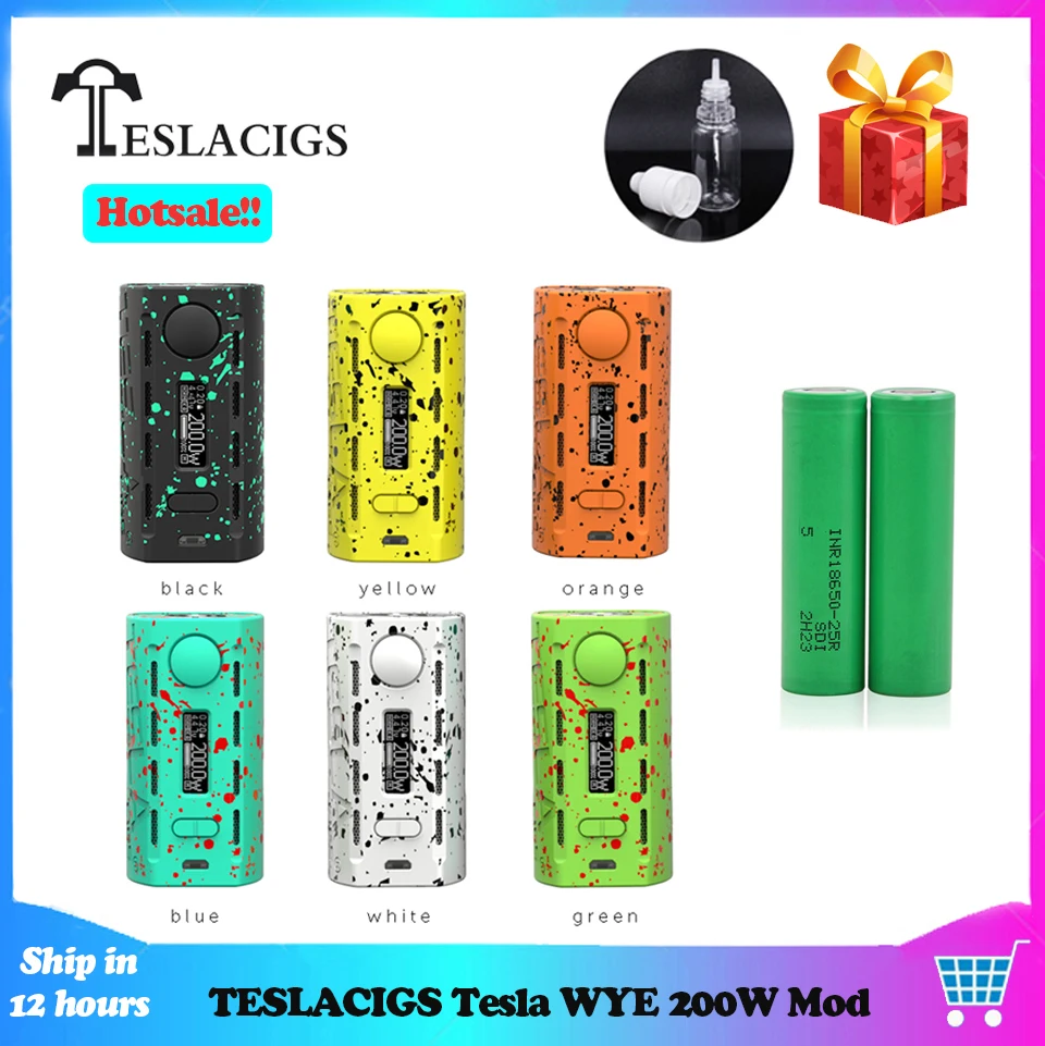 Оригинальный TESLACIGS Tesla WYE 200 Вт бокс мод испаритель для 510 ниток Vape 18650 электронных