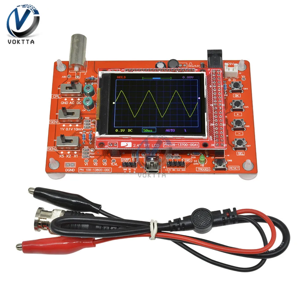 2," цифровой экран TFT осциллограф зонд Аллигатор тестовый зажим для Arduino с прозрачным акриловым чехол в сборе - Цвет: Assembled