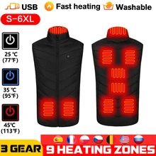 

9 Areas Heated Jacket Men Women Winter Electric Veste Chauffante Sleeveless Thermal Clothing Hunting Waistcoat Hiking Vest 열선조끼