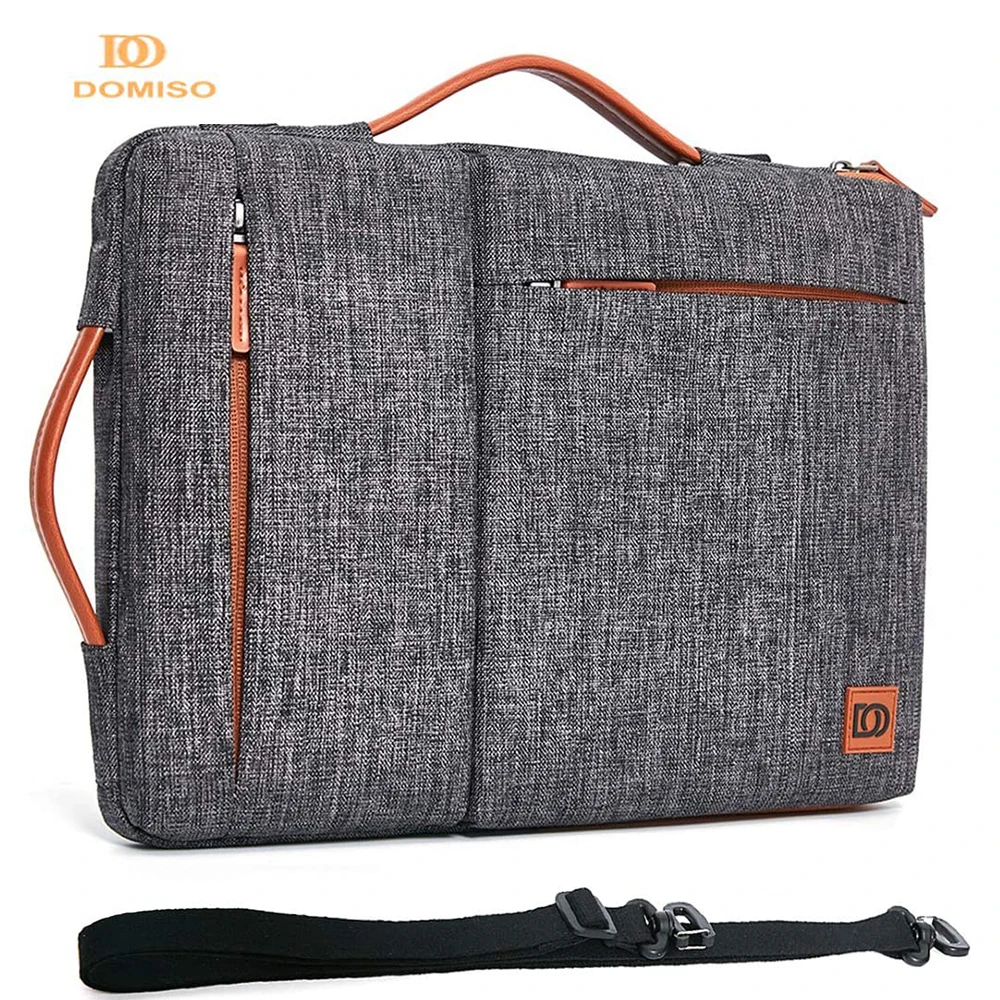 DOMISO Multi-use Strap Laptop Sleeve Bag With Handle For 10" 13" 14" 15.6" 17" Inch Laptop Shockproof Computer Notebook Bag,Grey