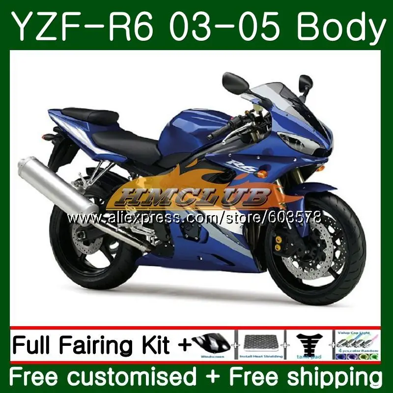 Корпус для YAMAHA YZF600 YZF R6 YZF-R6 2003 2004 2005 Кузов 54CL. 4 YZF 600 R 6 YZF-600 YZFR6 03 04 05 глянцевый синий обтекатели - Цвет: No. 1