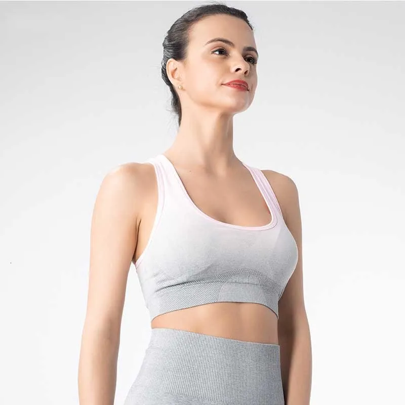Gradient Yoga Bra Vest Sportswear Push Up Sports Bra Top Padded Training Workout Active Jogger Women Fitness Brassiere Gym Bra