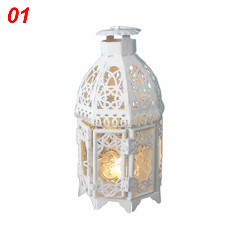 Винтажный подвесной чайный светильник, подсвечник, марокканский стеклянный полый подсвечник, чайный светильник, фонарь, свадебный Декор для дома - Цвет: 01