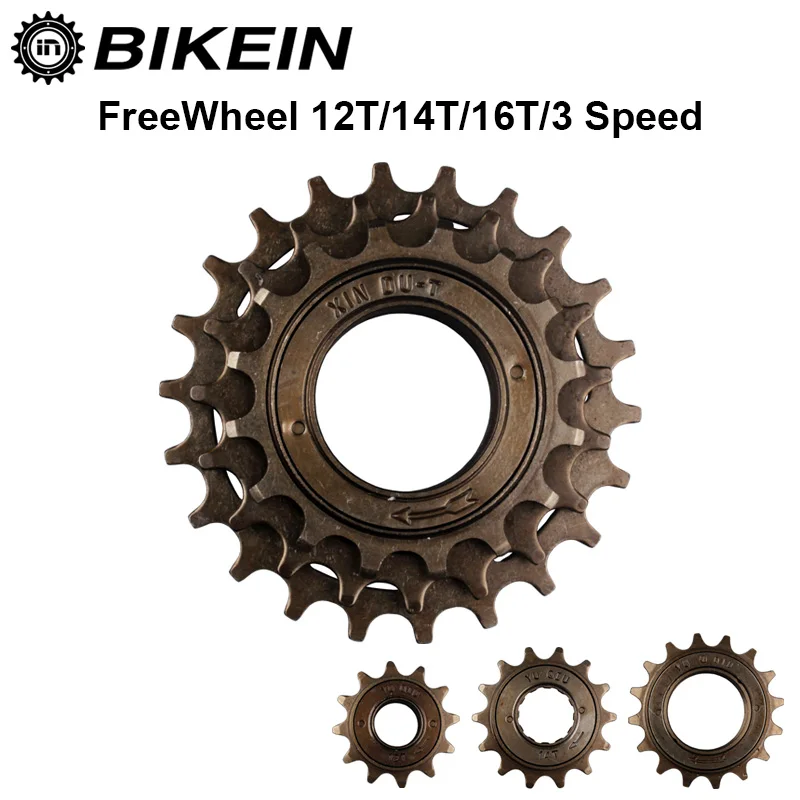 

BIKEIN-Bicycle Single Speed 12 T / 14 T / 16 T Freewheel 3 Speed 16 T / 19 T / 22 T Flywheel Sprocket Gear Metal 34mm Cycling BM