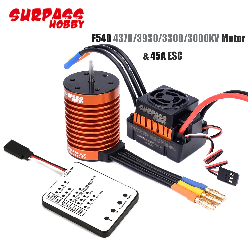 F540 combo RC 4370KV/3930KV/3300KV/3000kv 4 Polo Sensorless Brushless Motor + 45A ESC программа Card для 1/10 Car/Boat | Игрушки