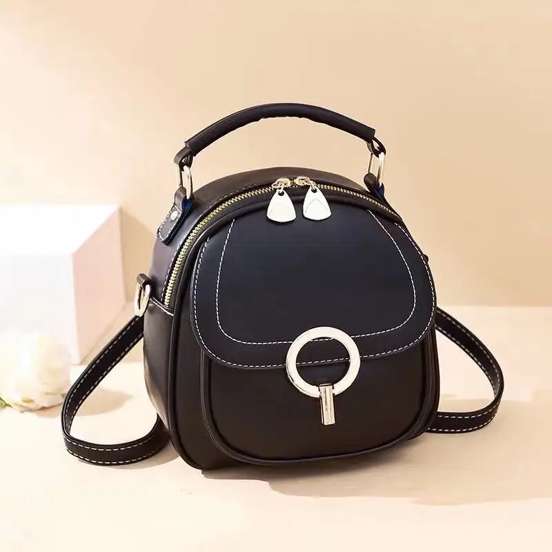 

South Korean PU leather pink new style in fashion single shoulder diagonal span multi-purpose soft shoulder mini small round bac