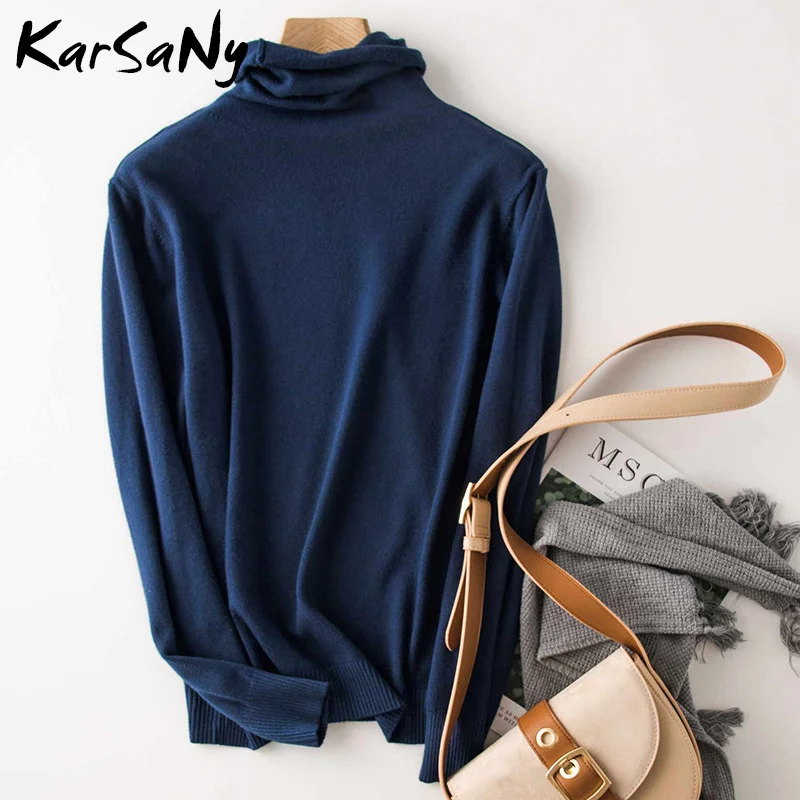 Navy blue Водолазка, свитер, женский кашемировый шерстяной вязаный джемпер, мягкие свитеры женский свитер из кашемира, Женский Зимний пуловер, Одноцветный вязаный - Цвет: Navy blue