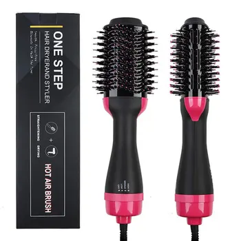 

1000W Professional Hair Dryer Brush 2 In 1 Hair Straightener Curler Comb Electric Blow Dryer With Comb Hair Brush Roller Styler