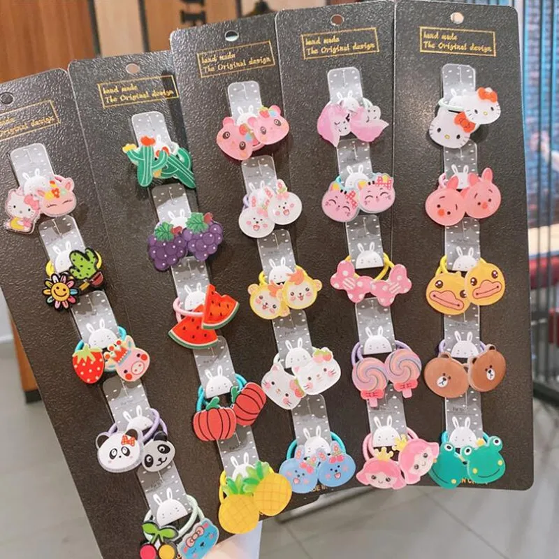 

50pcs/Set Girl Hair Accessories Animal Flower Kids baby Scrunchies Hair Ties Rings Hair band Children Pigtail Ponytail Holder
