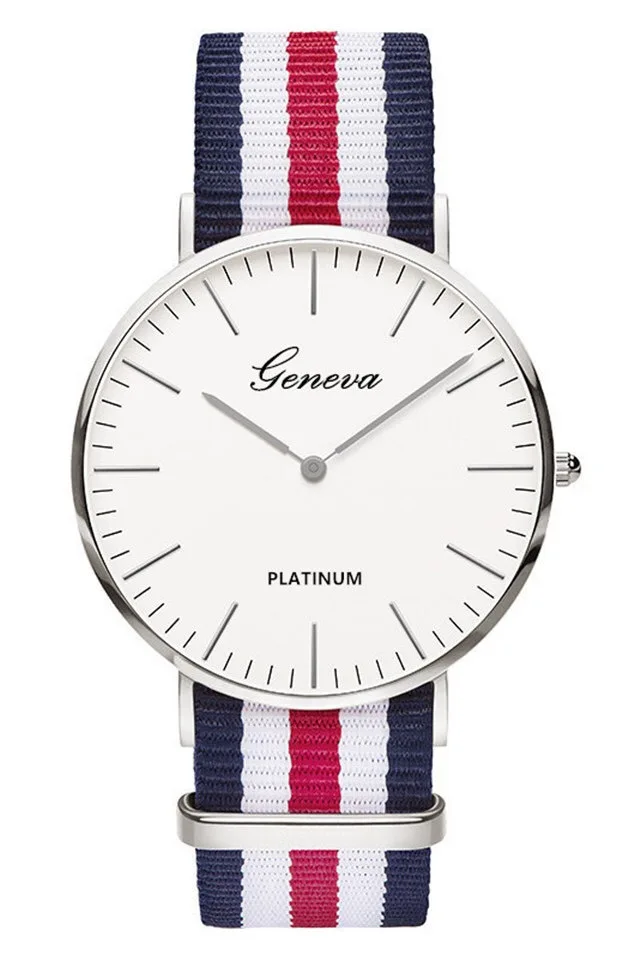 

Hot Sales Ultra-Thin Large Dial Two Pin Mixed Colors Nylon Woven Belt Quartz Watch Big Brand Simple Men And Women Couple Watch