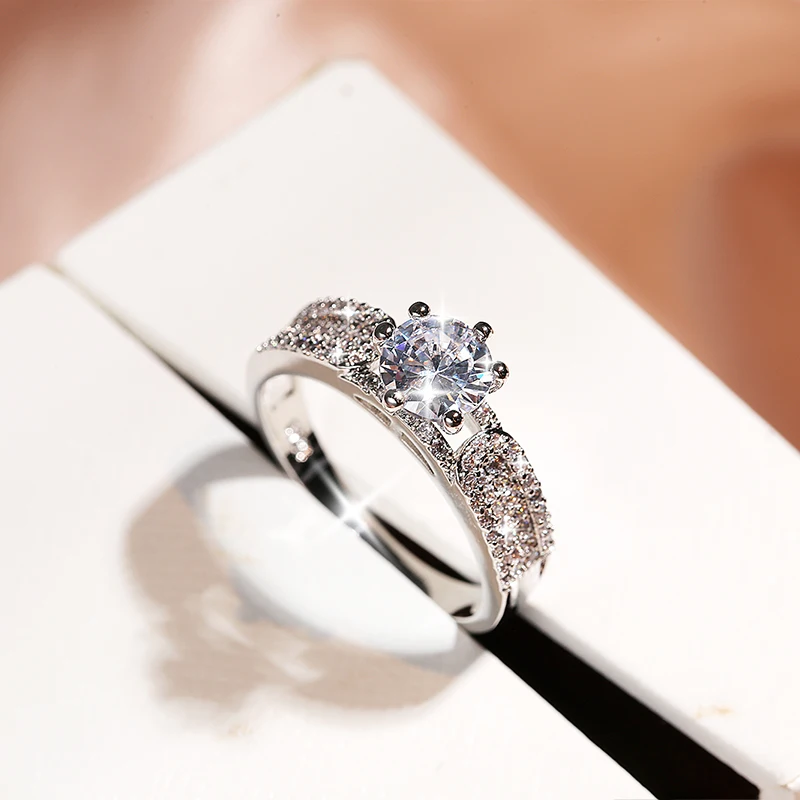 Silver Rings Fashion Women's Two-piece Ring Shiny Zircon Geometric Ring Double Layer 925 Silver Party Jewelry Wedding Accessorie