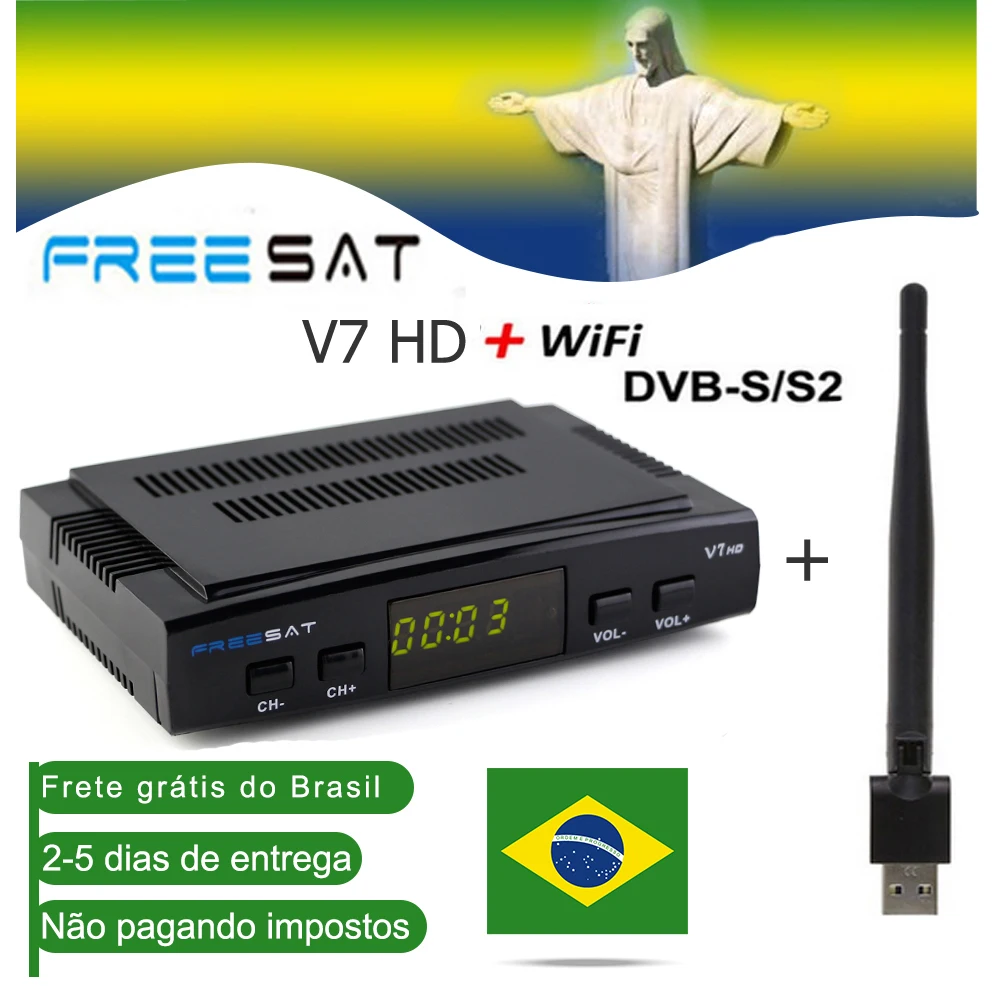 Спутниковый ресивер Freesat V7 HD 1080P+ 1 шт. USB WiFi DVB-S2 HD Поддержка CCCAM/NEWCAM powervu youpron TOP BOX Бразилия