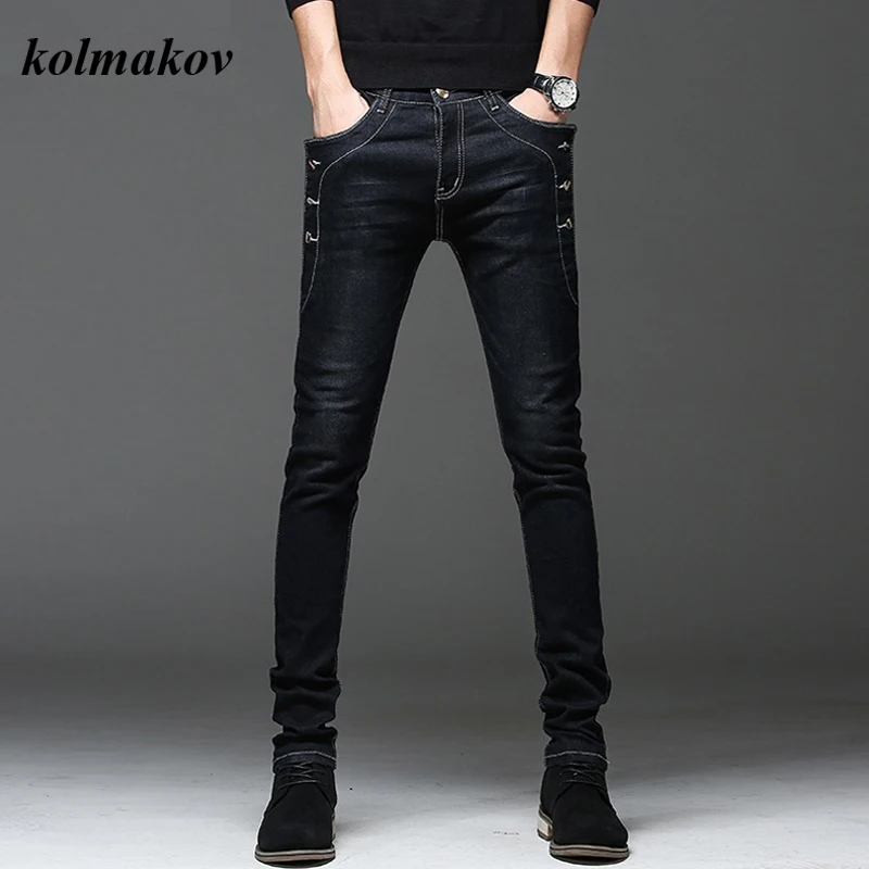 KOLMAKOV New Arrival Style Men Boutique Denim Jeans High Quality Fashion Casual Solid Slim Men's Pencil Pants Skinny Trousers KOLMAKOV New Arrival Style Men Boutique Denim Jeans High Quality Fashion Casual Solid Slim Men's Pencil Pants Skinny Trousers