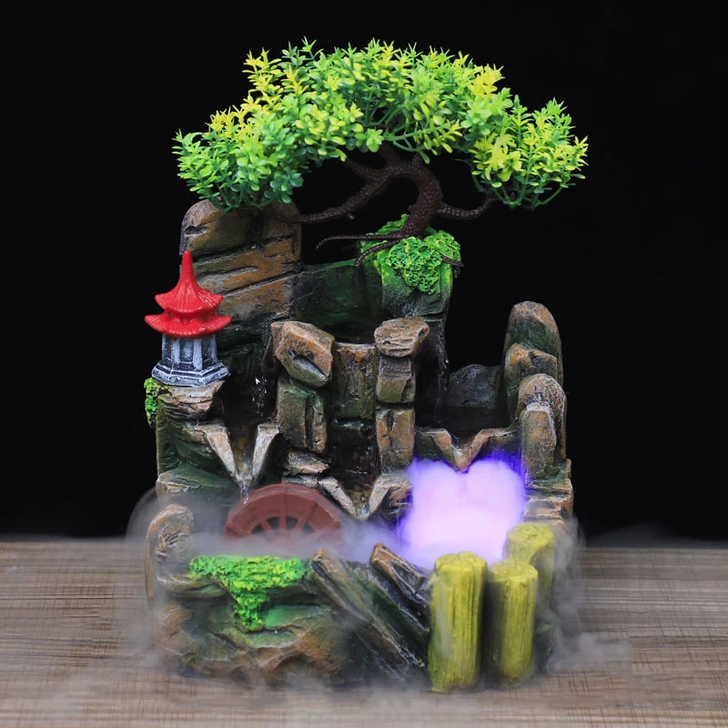 Resin Water Fountains Creative Craft Feng Shui Figurines Indoor Home Decoration 